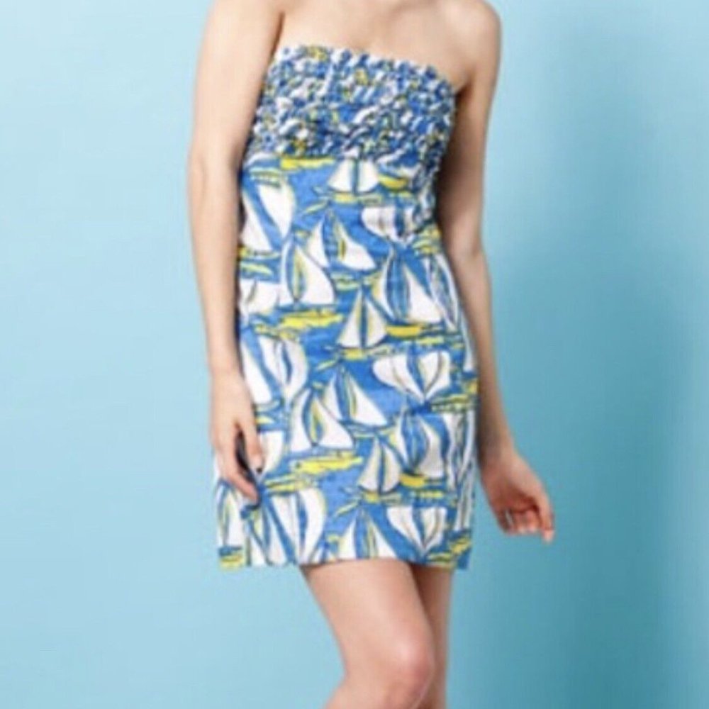 Lilly Pulitzer 97943 Womens Franco Dress in Worth Blue Docksider Size 2